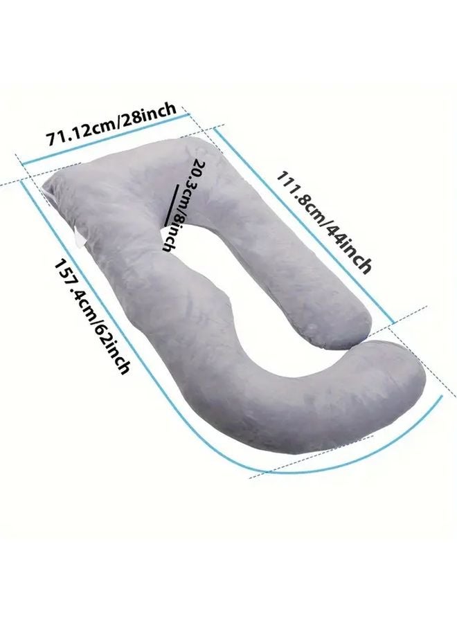 BATTOP 57 Inch Grey Pregnancy Pillow Full Body Maternity Support Removable Washable Cover - Image 3